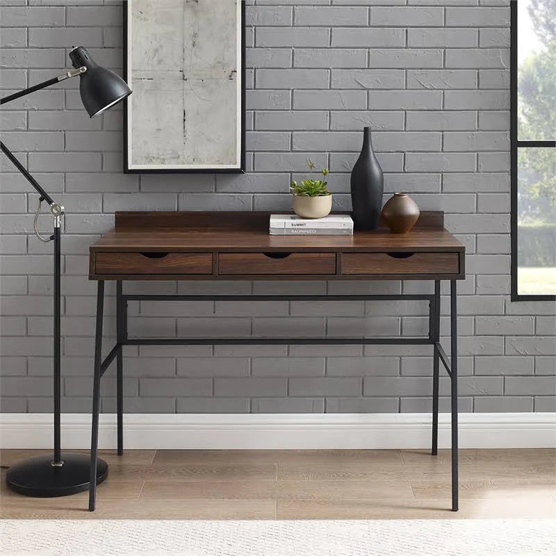 42x22 3-Drawer Angled Front Desk Dark Walnut L42121