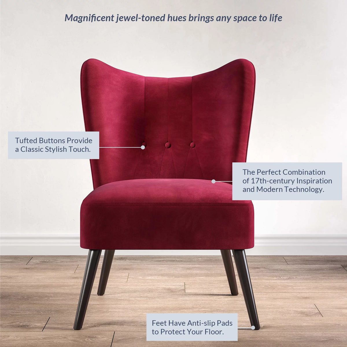 Red Velvet Accent Chair Y14095