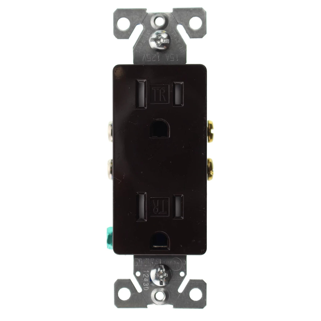 Duplex Decorator Receptacle Outlet, 15-Amp, 120-Volt, Brown, 16-Pack W784716