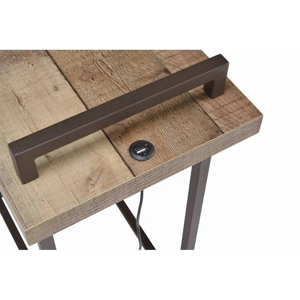 Weathered Pine Rectangular Accent Table with USB Port P70714