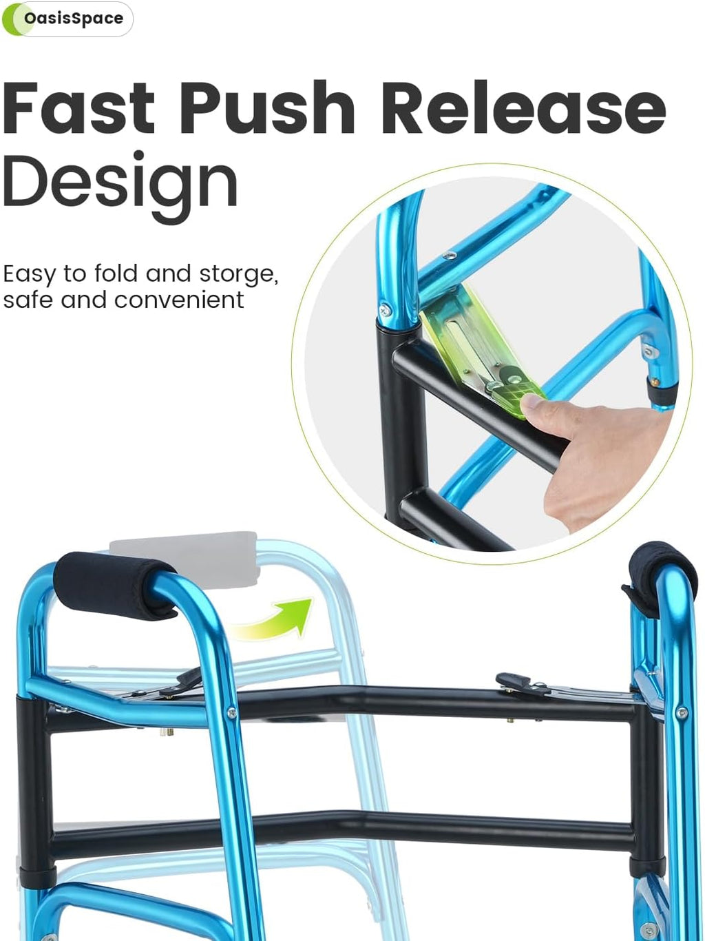 Heavy Duty Folding Walker with 5 Inches Wheels K43956