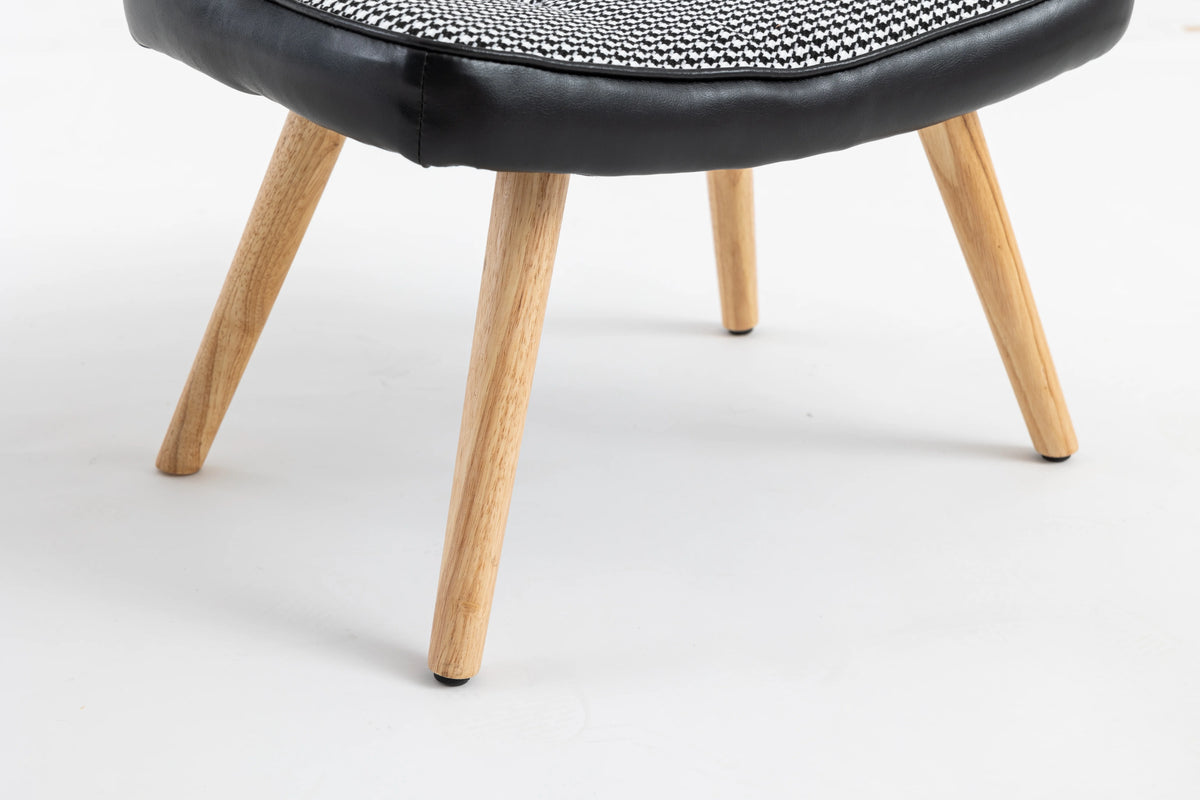 Black Wooden Square Cushion Foot Stool J9427