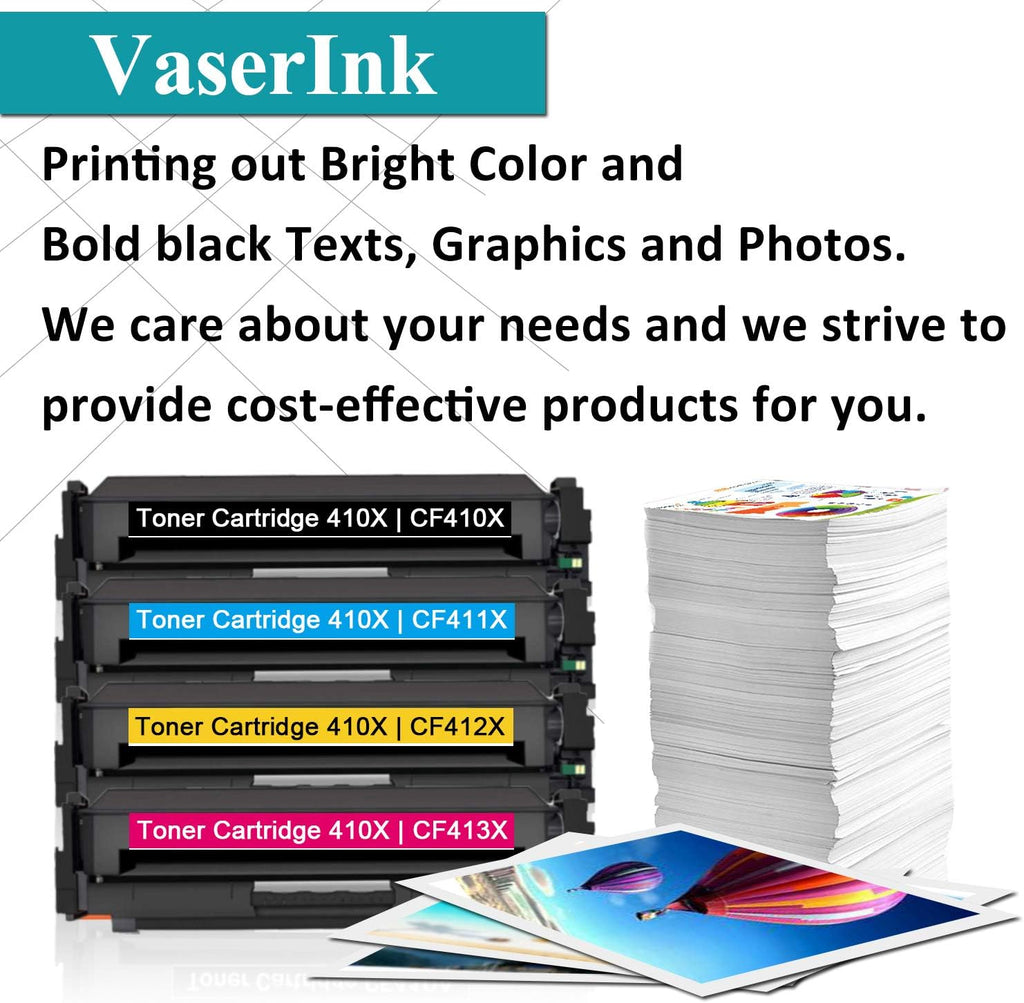 4 Pack High Yield CF410X CF411X CF412X CF413X Toner Cartridge Replacement for HP Color Pro M452 M477 MFP V958607