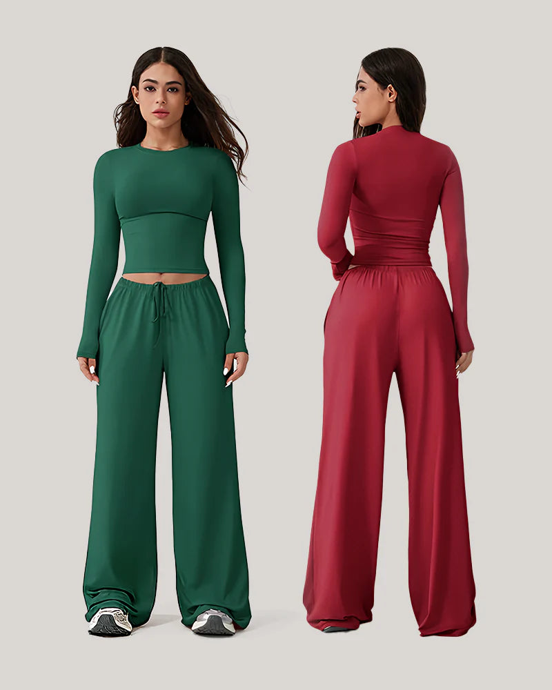 Stretchy Crop Top & Pants Lounge Set V3153