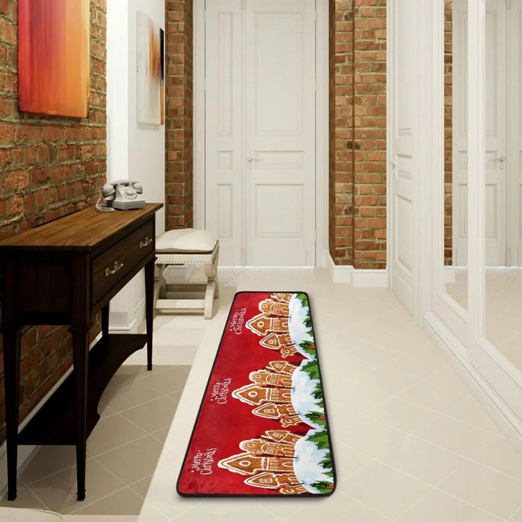 2'x6' Christmas Gingerbread House Runner Rug with Rubber Backing Z6566