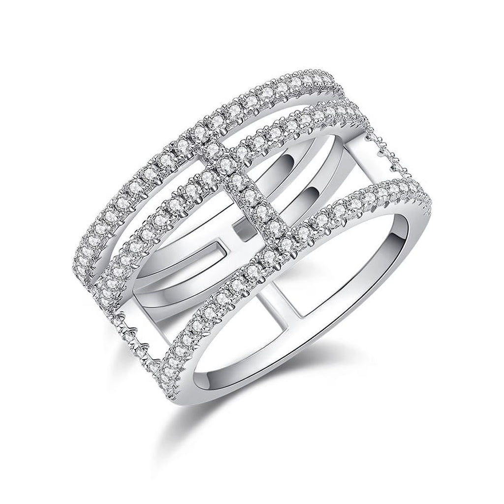 18K White Gold Plated Moissanite Engagement Ring P959525