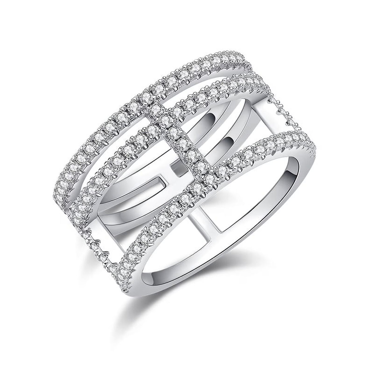 18K White Gold Plated Moissanite Engagement Ring P959525
