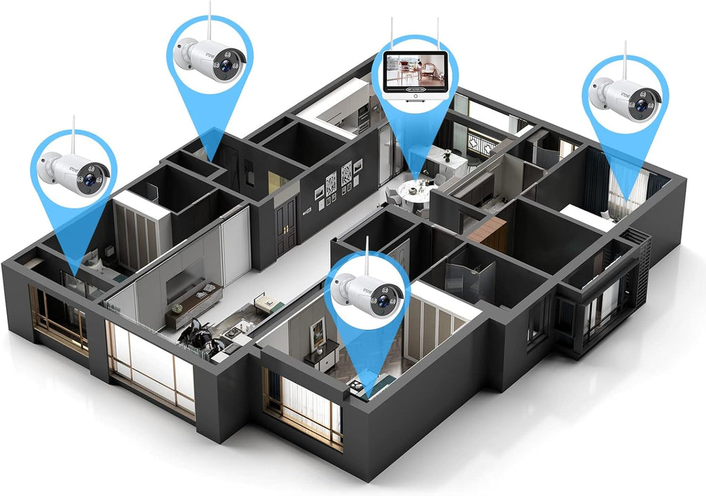 3MP Wireless Security Camera System with 12” Monitor C5867