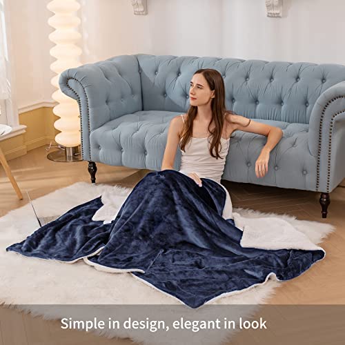 Dark Grey Queen Size Sherpa Flannel Reversible Throw Blanket 90x90 Inches B608