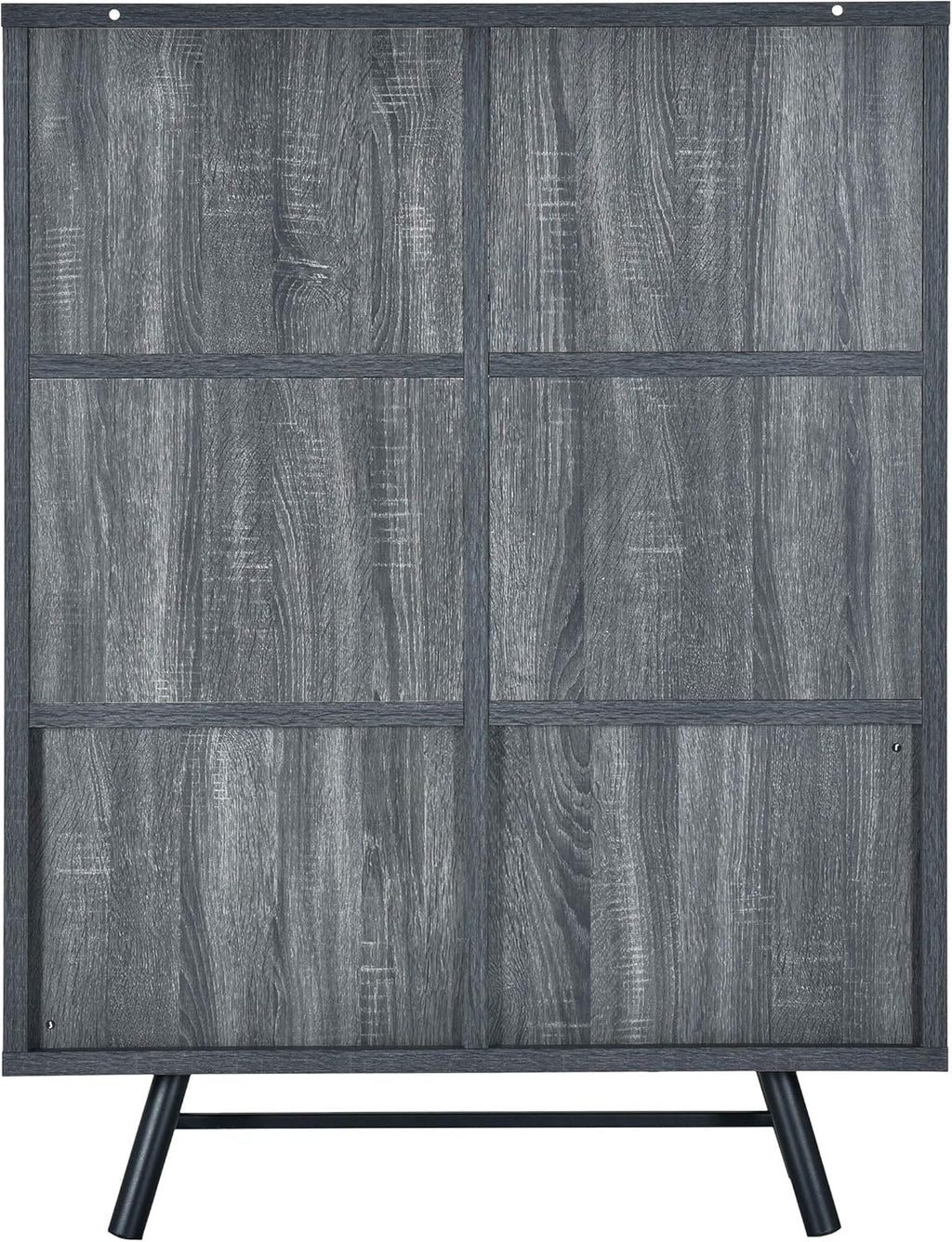 Sonoma Oak Gray Oak Black 6 Shelf Cabinet E91124