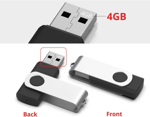 10 Pack 4GB USB2.0 Swivel Flash Drives with Led Indicator, Black Z670882