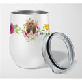 Pink Flowers Stainless Steel Stemless Wine Glass I97920