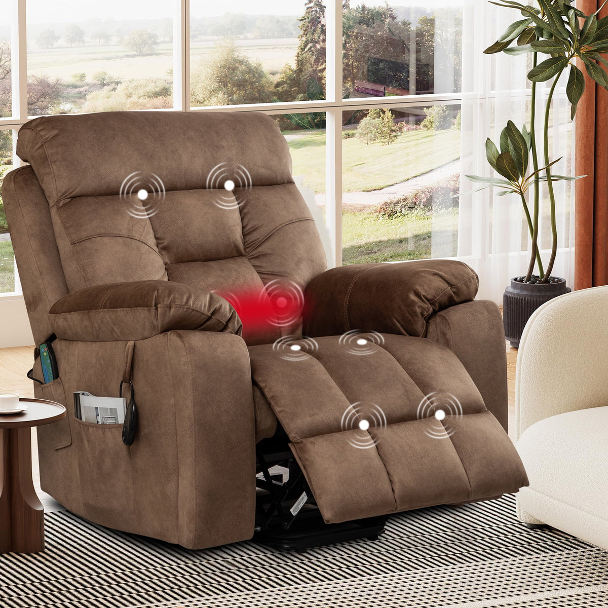Dark Brown Oversized Electric Lift Recliner Chair with Heat and Massage U906500