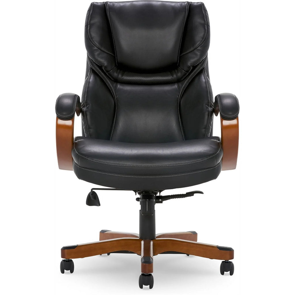 Big and Tall Executive Office Chair with Wood Accents Black O629