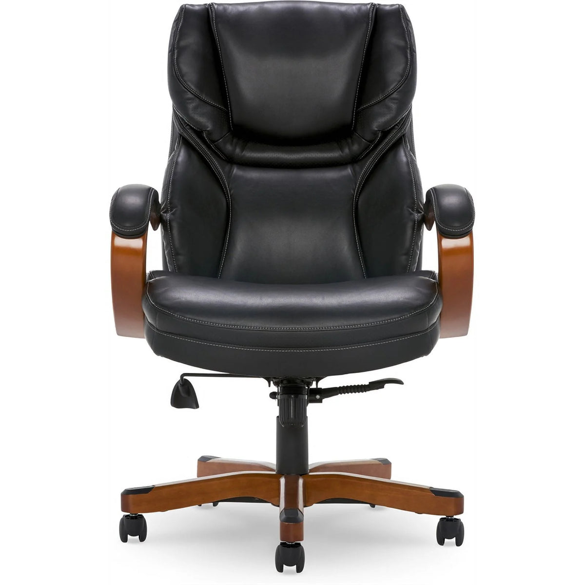 Big and Tall Executive Office Chair with Wood Accents Black O629