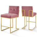 Velvet Counter Stool in Gold and Rose (Set of 2) E57954