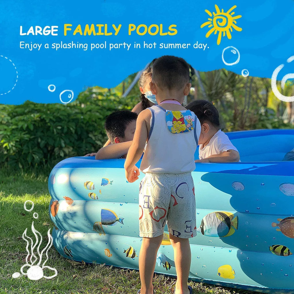 Inflatable Pool, Thickened Kiddie Pool, BPA-Free, 6.9 x 5 x 1.8 ft, Blue D787