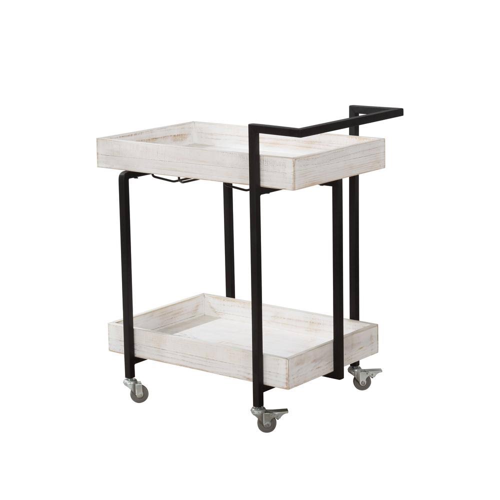 Antique White and Black Serving Cart K843422