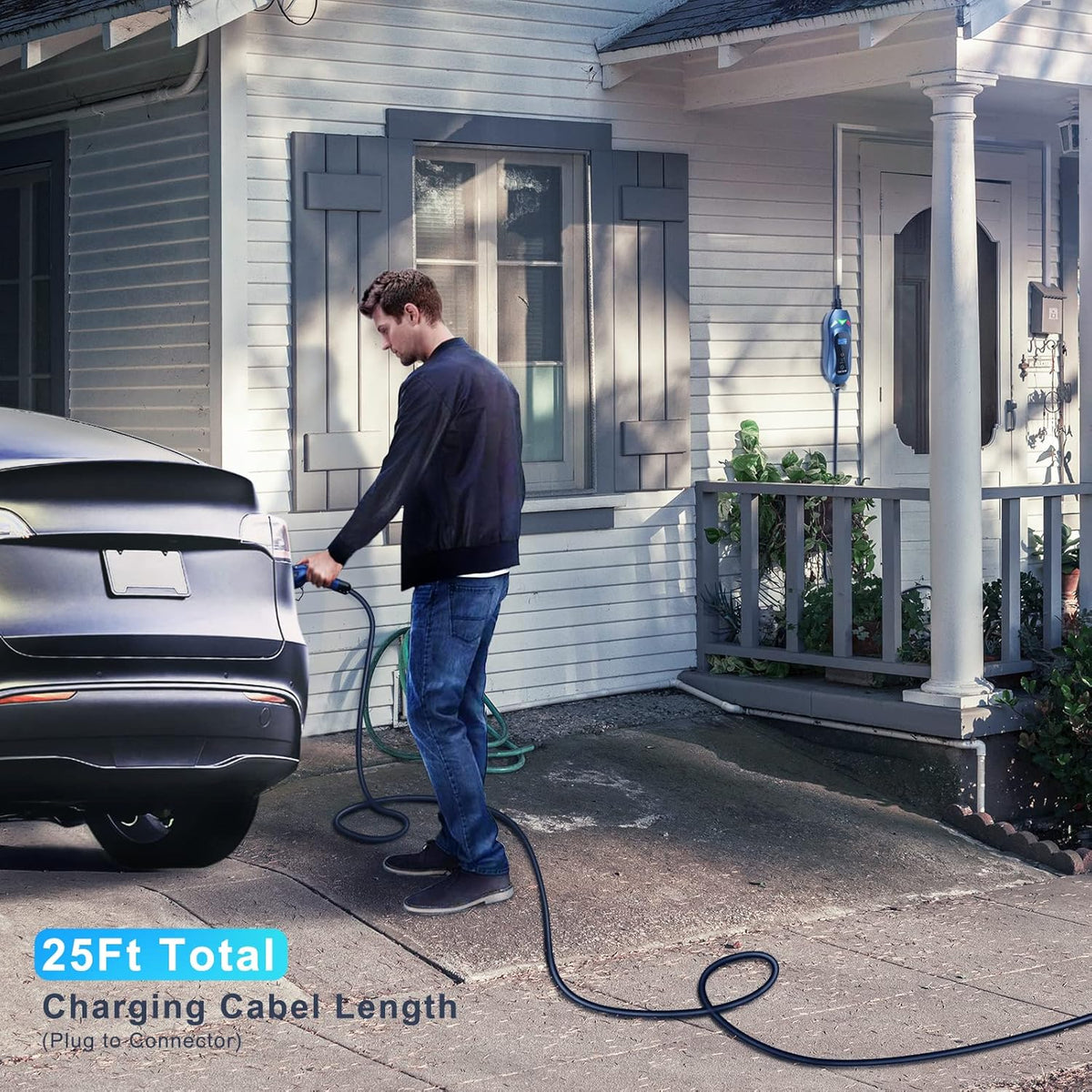 Portable EV Charger with 25ft Cable, 32 Amp Adjustable, NEMA 14-50P P597