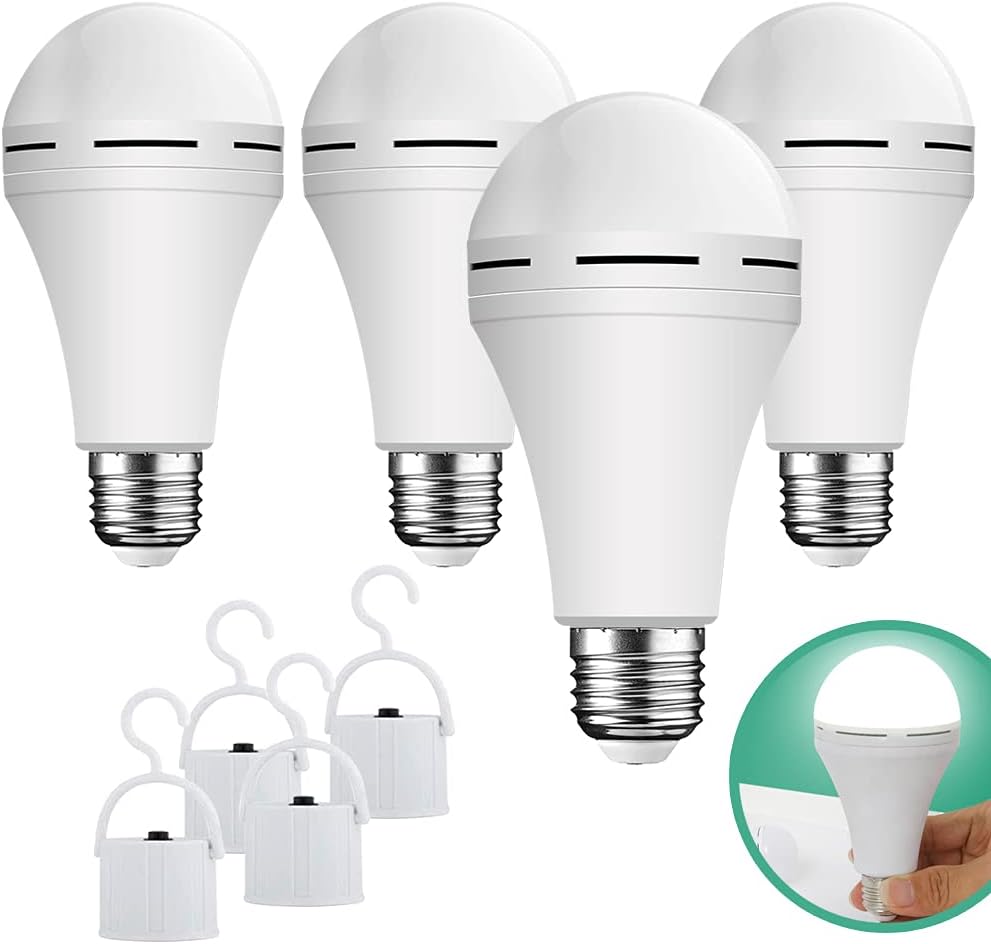 Rechargeable Emergency LED Light Bulb with Hook 1200mAh 12W 10 Pack X766120
