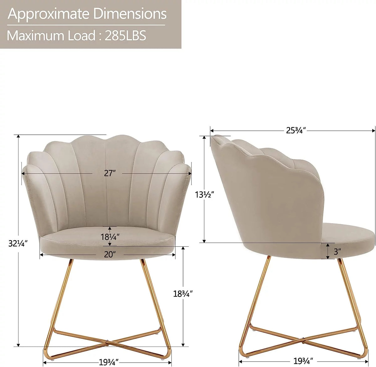 Khaki Velvet Accent Chair with Back and Gold Metal Legs C326202