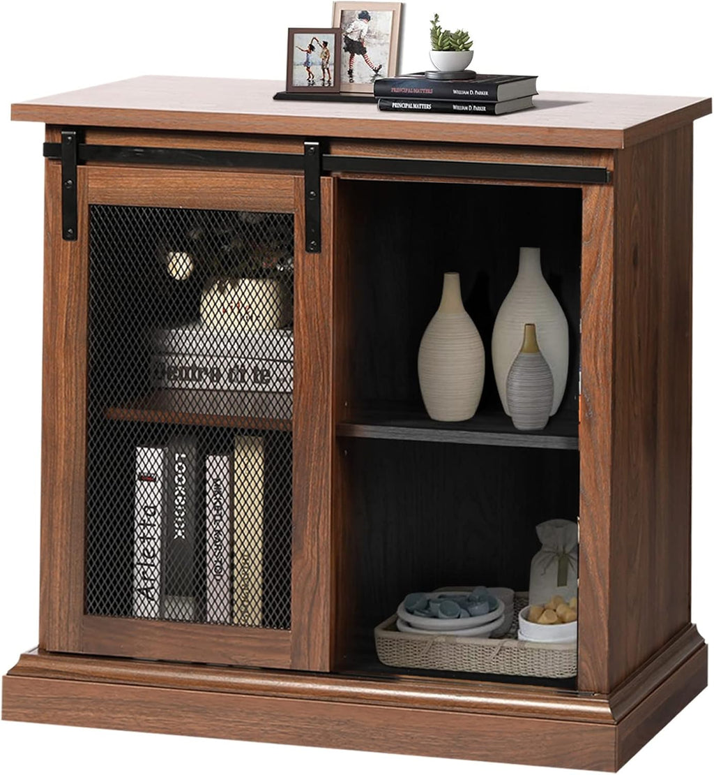 31'' Farmhouse Storage Cabinet with Sliding Barn Door and Adjustable Shelf N99169
