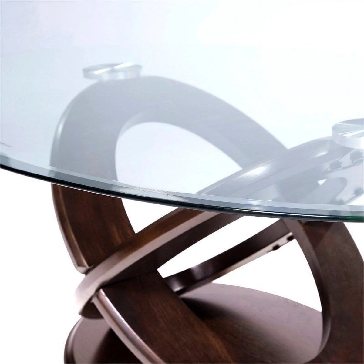 Glass Top End Table in Dark Walnut Brown Q95809