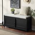 Black Wood Storage Bench with 2 Cabinets O253