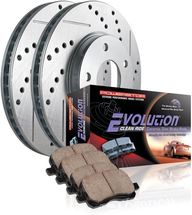 Rear Z23 Carbon Fiber Brake Pads with Drilled & Slotted Brake Rotors Kit K67296
