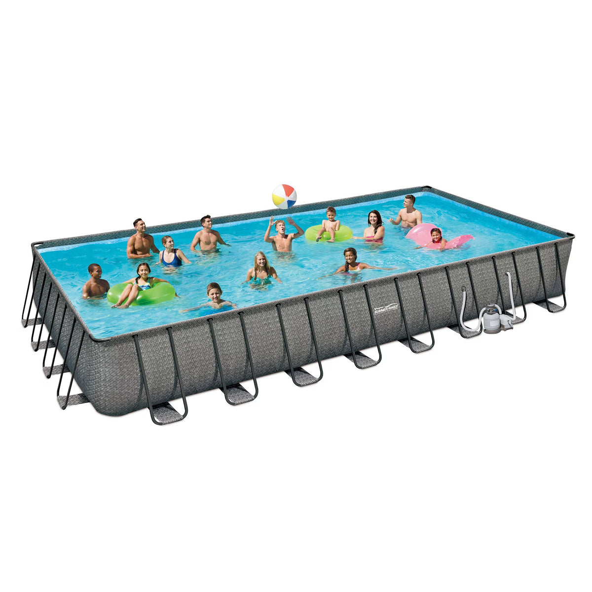 24 x 12 x 4.5' Rectangle Above Ground Frame Swimming Pool Set J8516