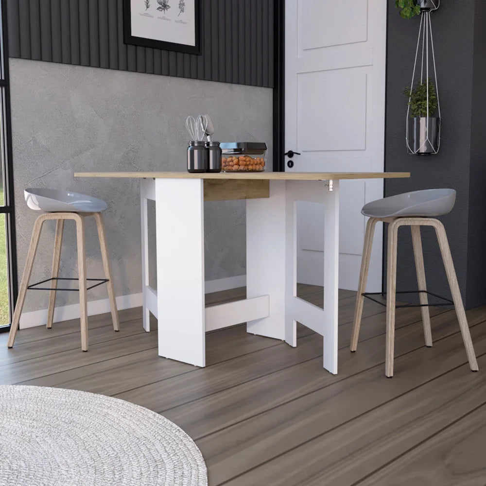 Folding Dining Table White Macadamia H147