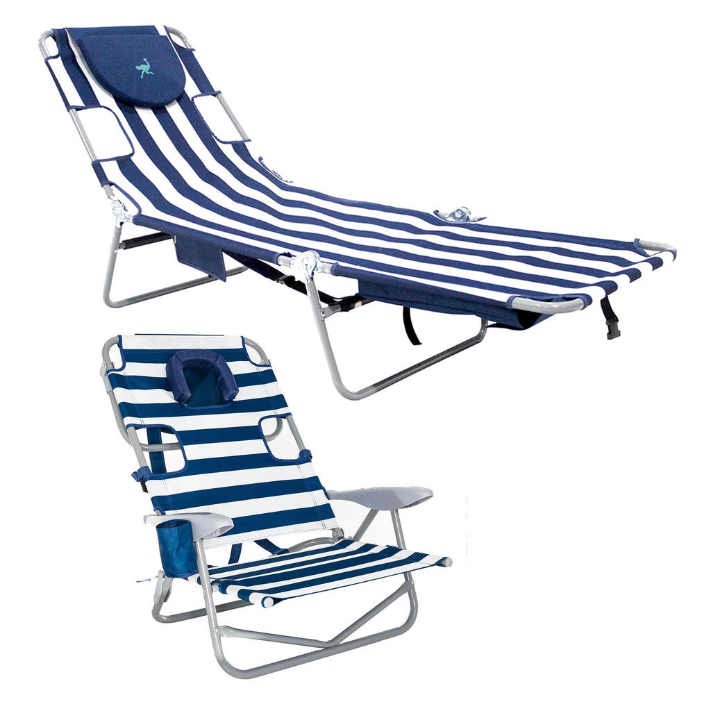 Striped Blue Backpack Beach Chair H87393