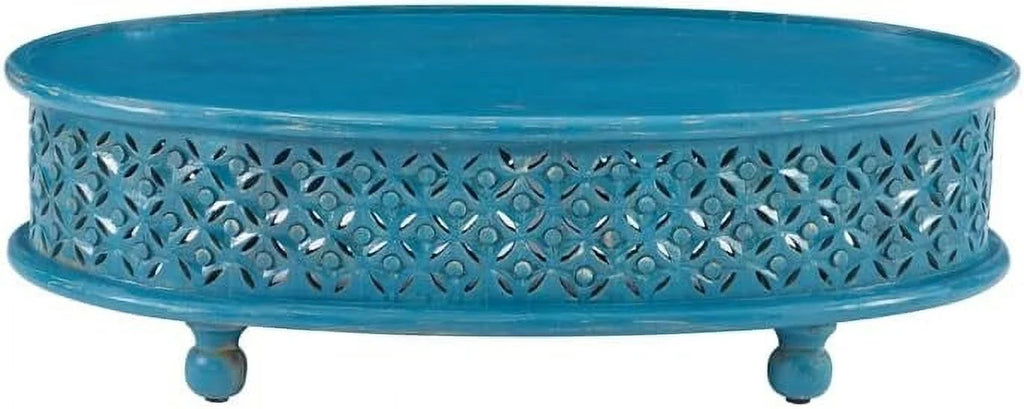 Blue Oval Wood Coffee Table D590346