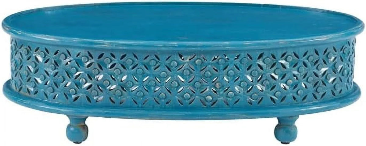 Blue Oval Wood Coffee Table D590346