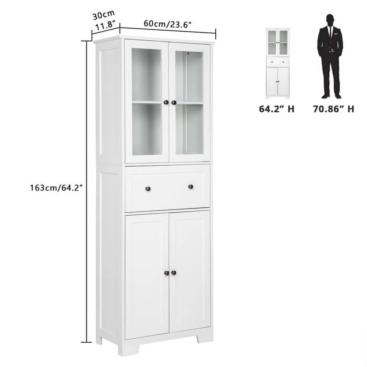 White 4 Doors 1 Pump MDF Bathroom Cabinet I716297
