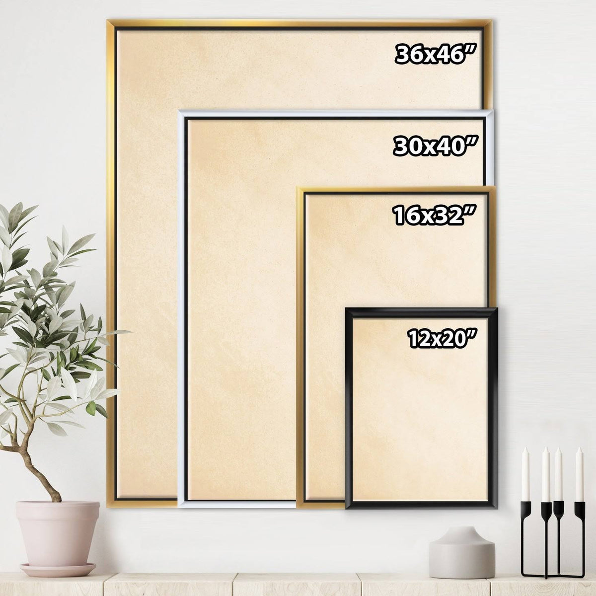Framed Canvas - Black - 30 in. Wide x 40 in. High - Gold L81214