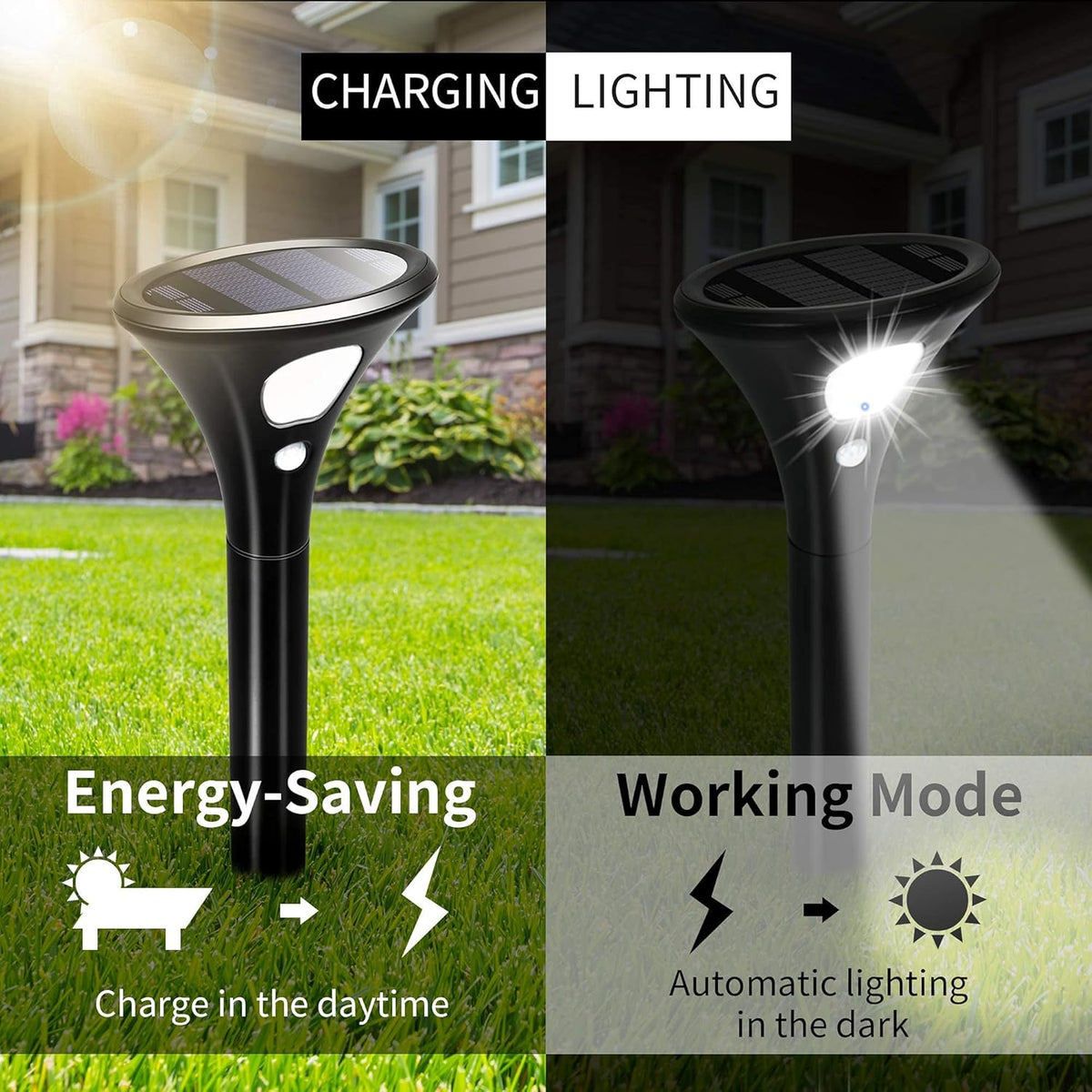 Black Solar Powered Pathway Lights O534