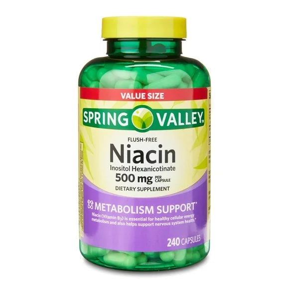 Niacin Metabolism Support Dietary Supplement Capsules, 500 mg, 240 Count A629147