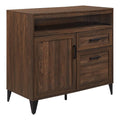 Dark Walnut 2 Drawer Wood Secretary Desk Sideboard O274