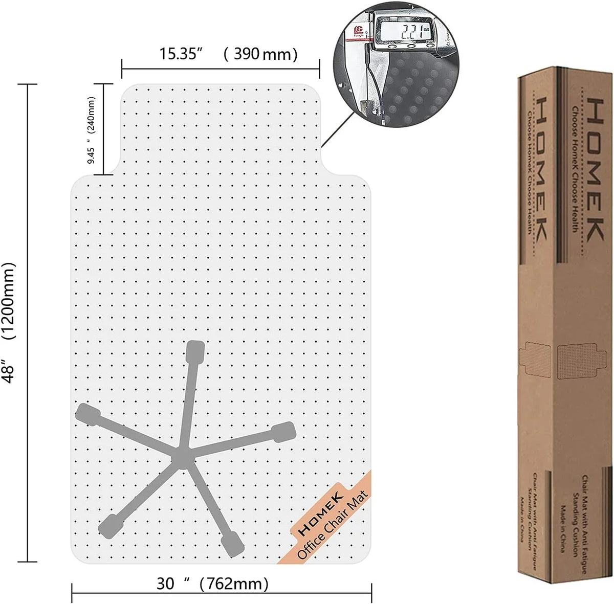 Office Chair Mat for Low Pile Carpet, 30'' x 48'' N192