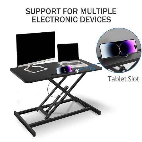 32" White Adjustable Standing Desk Converter with Keyboard Tray O510412