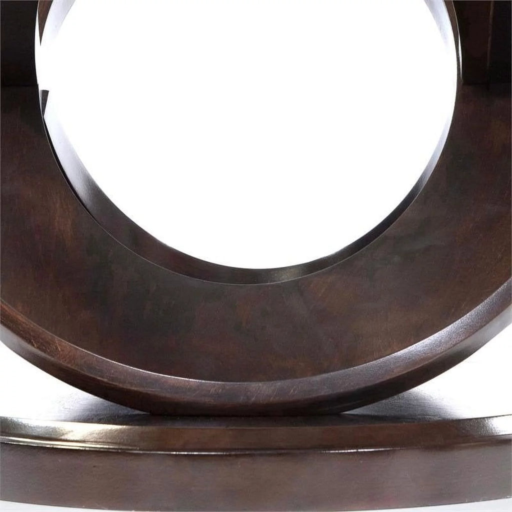 Glass Top End Table in Dark Walnut Brown Q95809