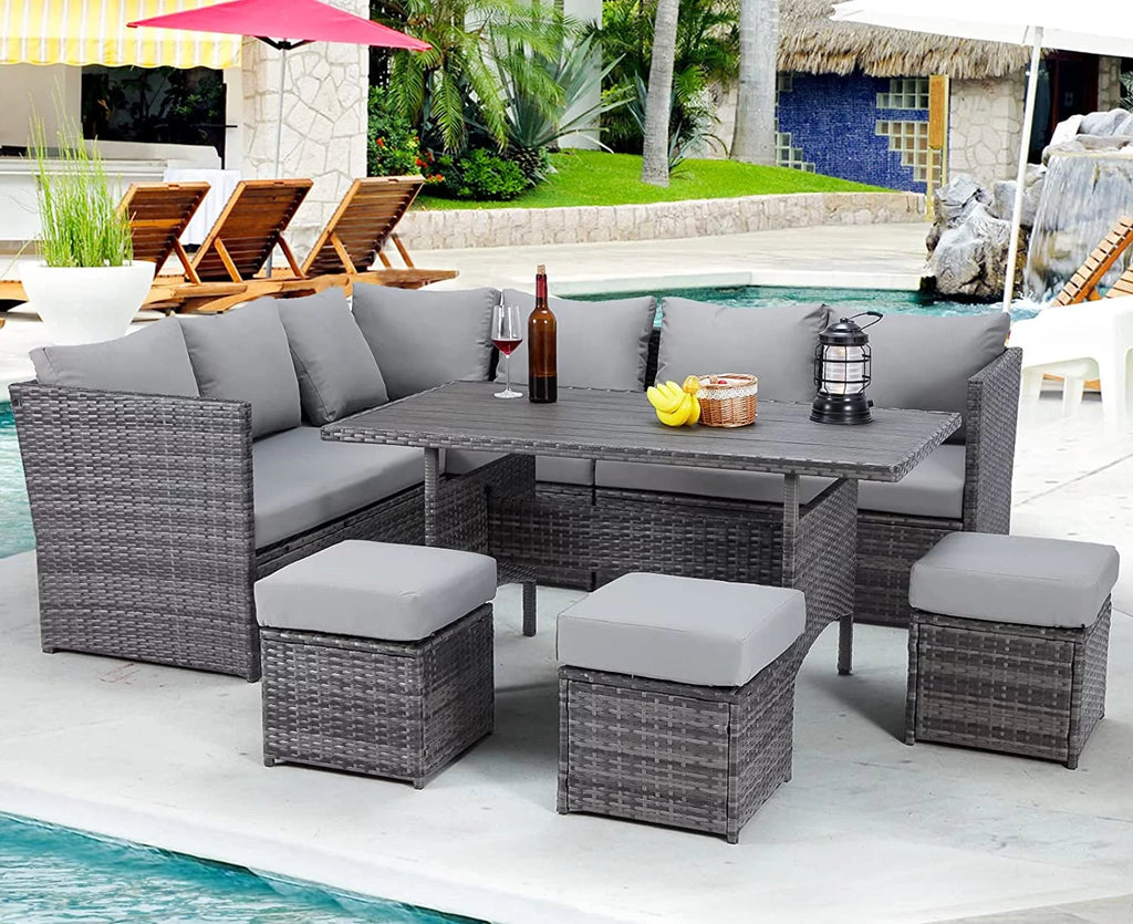 7 Piece Rattan Wicker Patio Conversation Set M833347