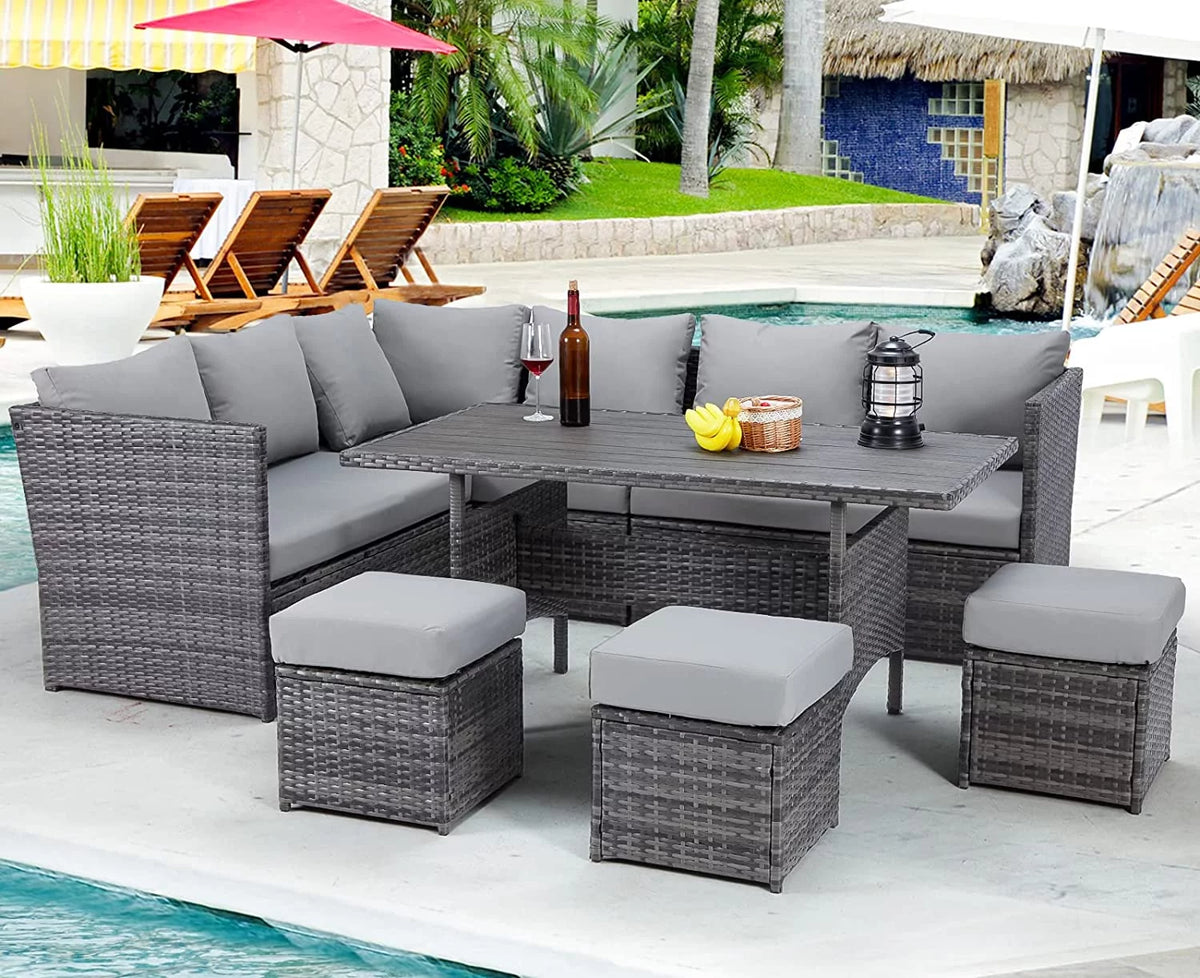 7 Piece Rattan Wicker Patio Conversation Set M833347