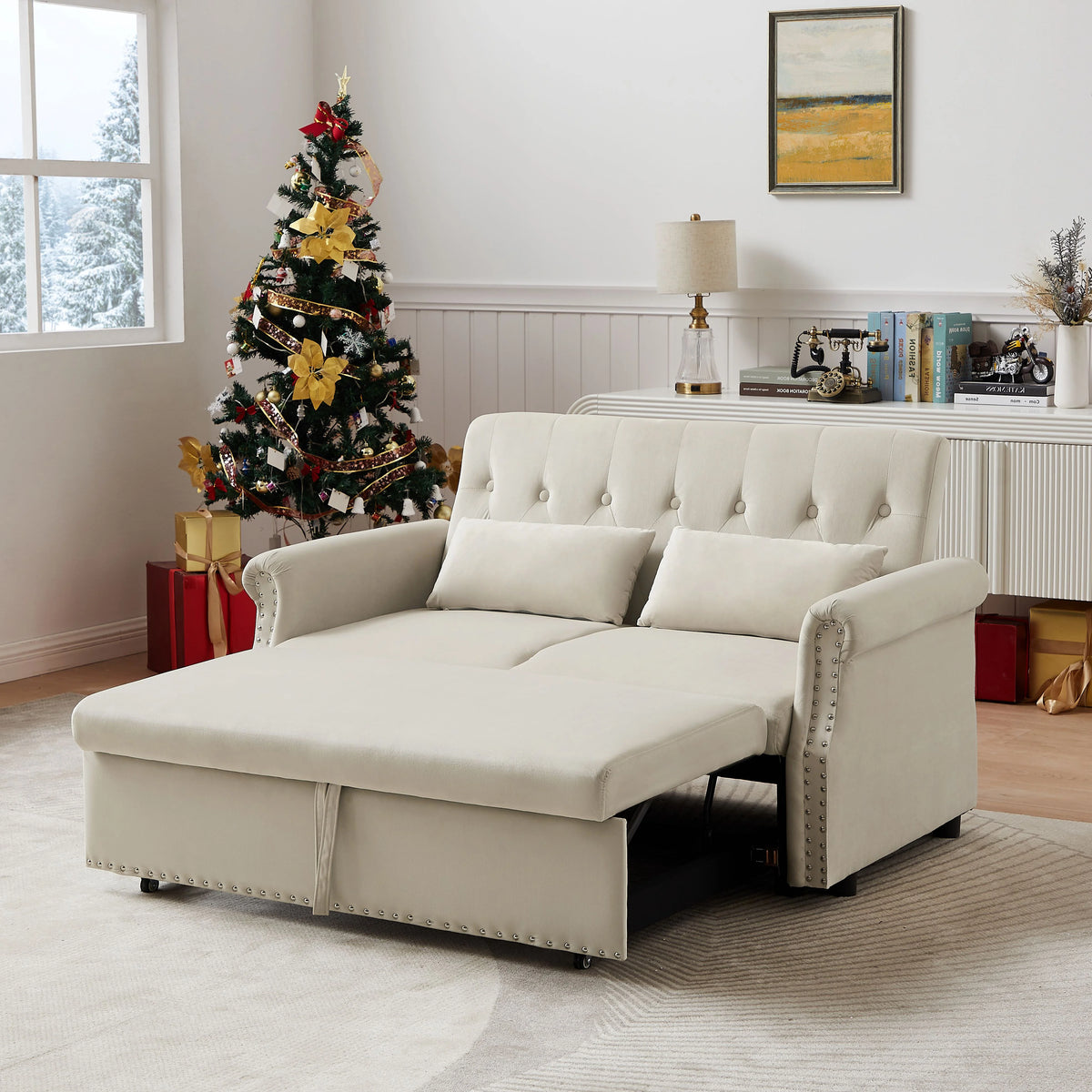 Velvet Convertible Sleeper Sofa Bed M48839
