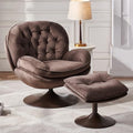 Olive Green Velvet Swivel Accent Chair with Ottoman Y2630