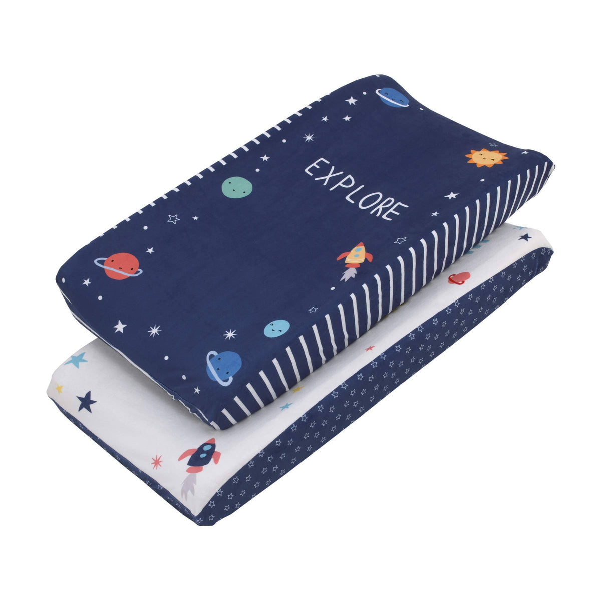 Navy and Multi Color Cosmic 2 Pack Changing Pad Covers Y693504