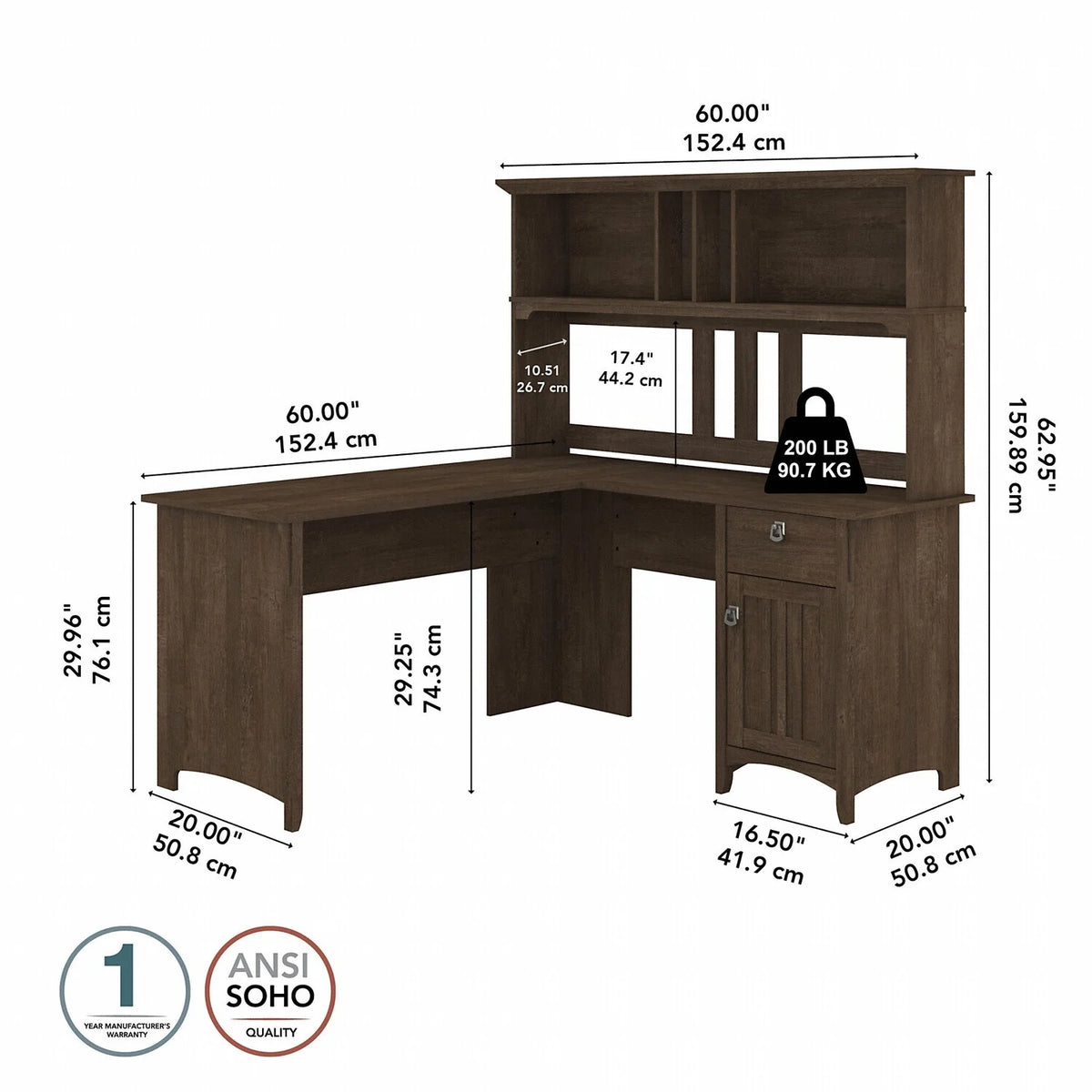 L Shaped Desk With Hutch N8860