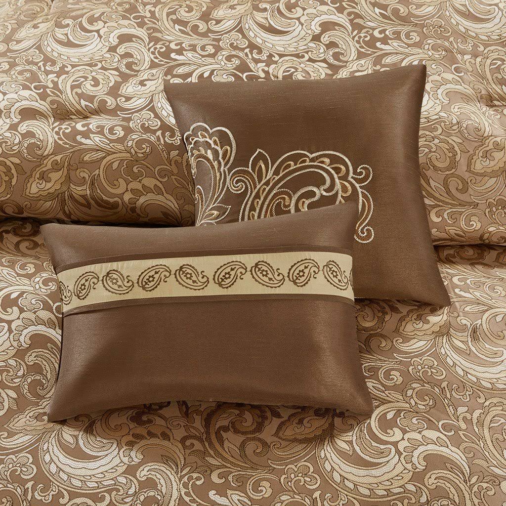 24 Piece Brown Cal King Bedding Set G7234