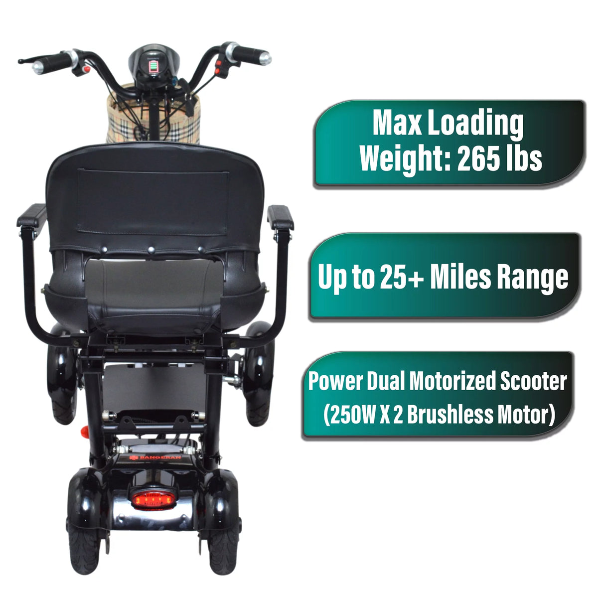 4 Wheel Foldable Powered Mobility Scooter with Seat K77634